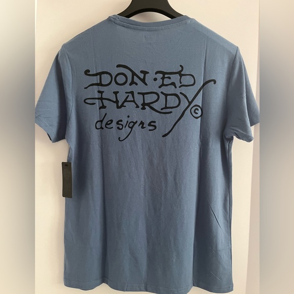 ED HARDY Rhinestone Cotton Blend Crew Neck Short Sleeve Graphic T-shirt Unisex - Picture 6 of 10